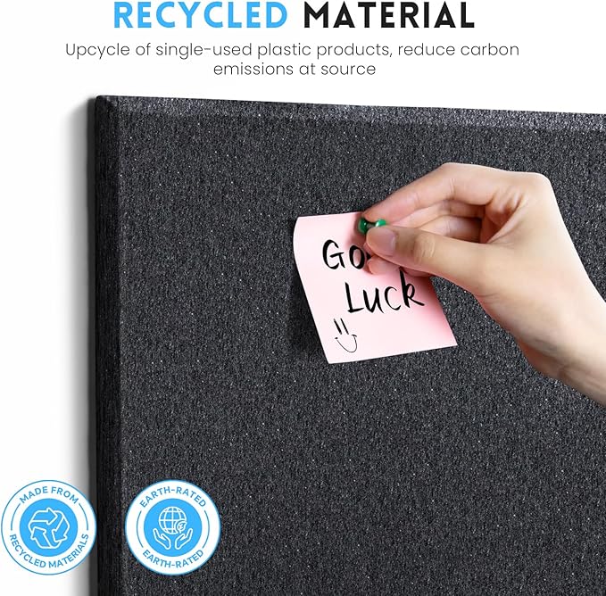 Large Cork Bulletin Board for Wall 48"x36", 12 Pack Felt Wall Tiles with 80 Pushpins, 60 Safe Removable Adhesive Tabs, Decorative Pin Board Tack Board for Office Home School, Black