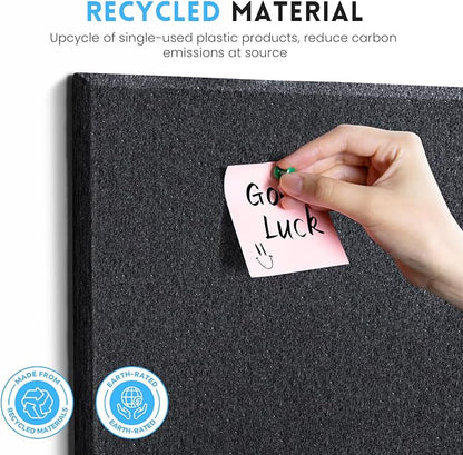 Large Cork Bulletin Board for Wall 36"x24", 6 Pack Felt Wall Tiles with 50 Pushpins, 30 Safe Removable Adhesive Tabs, Decorative Pin Board Tack Board for Office Home School, Black