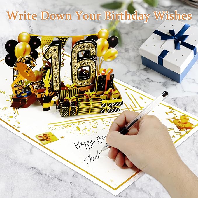 16th Birthday Card for Girls Boys, 3D Pop Up 16th Birthday Gifts Cards, Happy 16 Birthdays Decorations for 16 Year Old Son Daughter, Funny Back In 2009