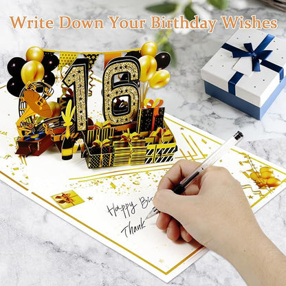 16th Birthday Card for Girls Boys, 3D Pop Up 16th Birthday Gifts Cards, Happy 16 Birthdays Decorations for 16 Year Old Son Daughter, Funny Back In 2009