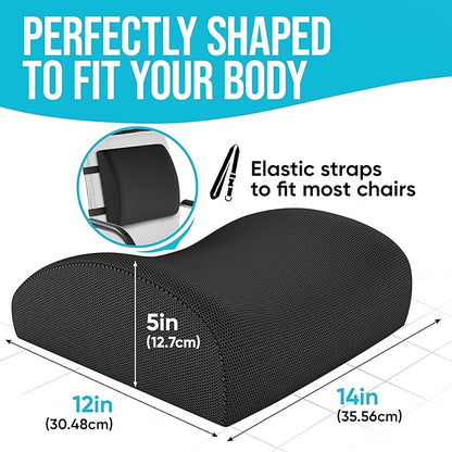 FORTEM Seat Cushion and Lumbar Support for Office Chair, Desk Chair Cushion, Memory Foam Office Chair Cushion, Non Slip Sitting and Back Pillow for Gaming, Car Seat Cushion, Chair Pad
