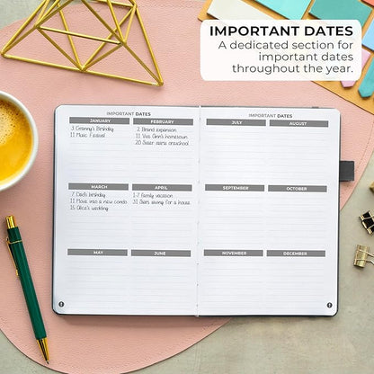 Clever Fox Address Book with alphabetic tabs - PU Leather Telephone and Address Book for Keeping Contacts Safe, Contact Organizer Journal, Medium Size (5.3″ x 7.7″) Hardcover, Silver Black