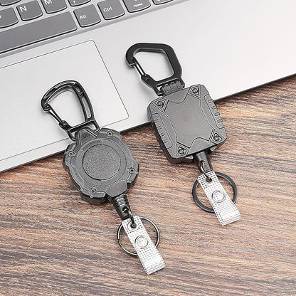 Badge Holder Retractable Clip Heavy Duty Badge Reel Retractable Keychain ID Badge Holder with Breakaway Lanyard ID Card Holder Cool Tactical Keychains