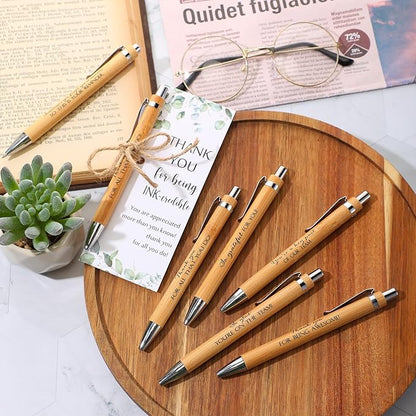 Fulmoon 120 Set Employee Appreciation Gifts May You Be Proud Sign Wood Bamboo Pens with Thank You Bookmark Cards for Coworker Back to School Gifts for Classroom Teacher Student Supplies Party Favor