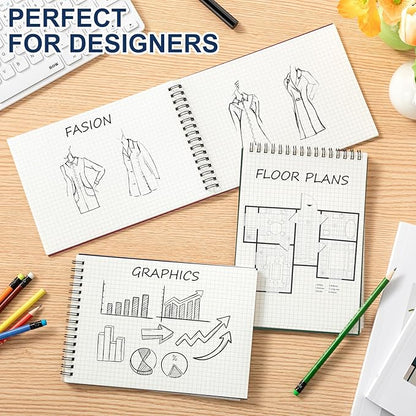 Graph Paper Spiral Notepad A5 Top Wirebound Notepad Grid Notebook Steno Pads Memo Notebook Grid Paper 140 Pages for Writing Sketching Drawing Office Supplies(Multicolor,8 Pack)