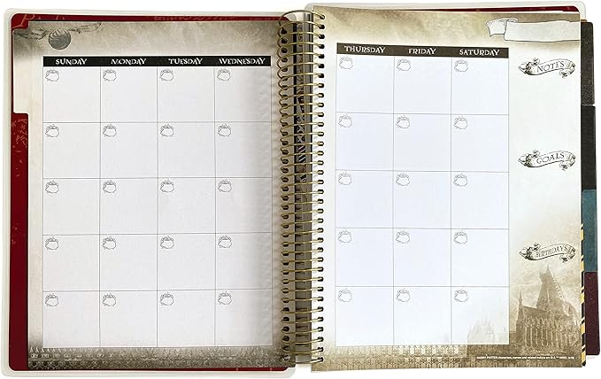 Paper House Productions Harry Potter 12 Month Undated 9.5" Planner with Month and Event Flag Stickers - Marauder's Map