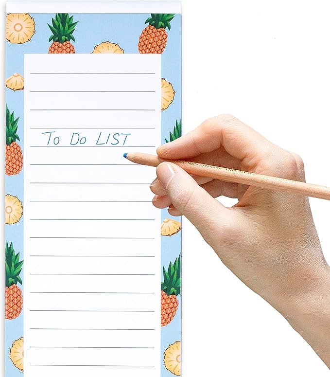 8 Magnetic Notepads – Notepads for Grocery List, Shopping List, To-Do List, Reminders -Strong Magnetic Back- Memo Notepad with Realistic Fruit Designs | 25 Sheets per Pad 7.5 x 3.5 inch (8 Pack)