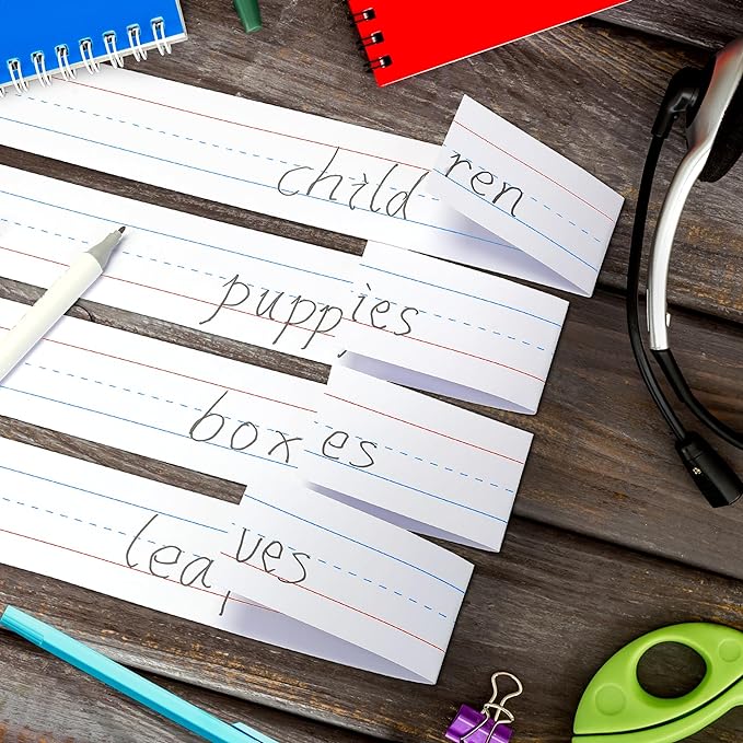 Chell White Sentence Strips Cardstock 3” x 24”, Thick Ruled Word Writing Paper for Teacher Supplies, Classroom and Home, Pack of 100