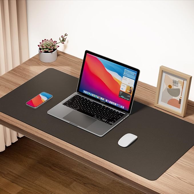 ‎Boutilon Leather Desk Pad 35"x 17" Non-Slip Mouse Pad,Office Desk Mat,Waterprooft PU Leather Desk Blotter,Desk Pad Protector,Desk Writing Pad for Home Office Decor (L-Coffee,35"x 17")