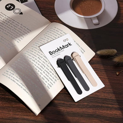 3Pcs Automatic Bookmark, Silicone Smart Book Marks for Reading Women, Men, Kids,Cute Unique Book Markers Bookmark Clip Reading Accessories Gifts for Book Lovers (1 Dark Grey+1 Light Grey+1 Beige)