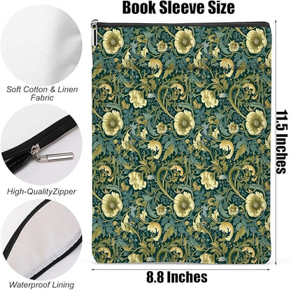 Botanical Book Sleeve, Classic Flower Book Covers for Paperbacks, Floral Book Pouch Book Protector, Book Lovers Gifts for Women Girls Mom, Book Accessories Book Club Gifts Christmas Birthday Gifts