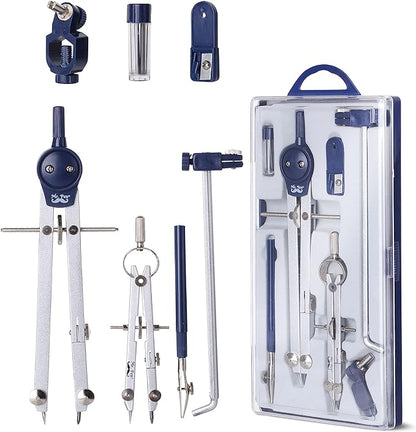 Mr. Pen- Professional Geometry Set Metal Compass, 7 pcs, Geometry Precision Tool Set with Shatterproof Storage Box, Drafting Tools & Drafting Kits, Circle Drawing Tools for Engineers Students
