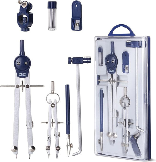 Mr. Pen- Professional Geometry Set Metal Compass, 7 pcs, Geometry Precision Tool Set with Shatterproof Storage Box, Drafting Tools & Drafting Kits, Circle Drawing Tools for Engineers Students