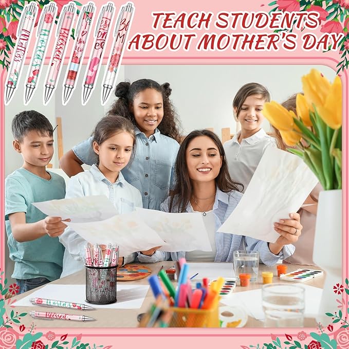 24 Pcs Mothers Day Pen Bulk Appreciation Gift for Mom Party Favors Birthday Cute Pen for Mother Thank You Gift for Women Desk Decoration Journaling Stationery Accessories Office Group Souvenir
