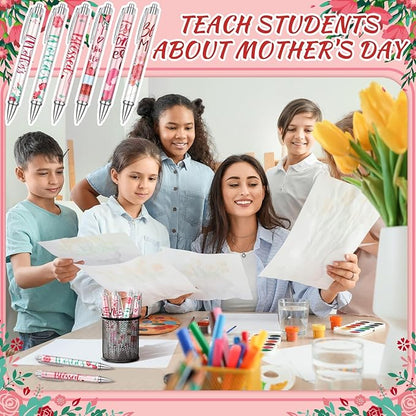 24 Pcs Mothers Day Pen Bulk Appreciation Gift for Mom Party Favors Birthday Cute Pen for Mother Thank You Gift for Women Desk Decoration Journaling Stationery Accessories Office Group Souvenir