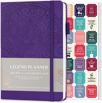Legend Planner – Weekly & Monthly Life Planner to Hit Your Goals & Live Happier. Organizer Notebook & Productivity Journal. A5 (Purple)