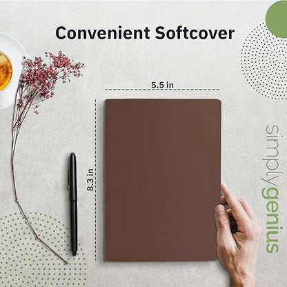 Simply Genius A5 Notebooks for Work, Travel, Business, School & More - College Ruled Notebook - Softcover Journals for Women & Men - Lined Note Books with 92 pages, 5.5" x 8.3" (Brown, 6 pack)