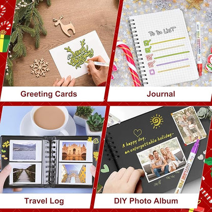 Shimmer Markers,18 Colors Outline Pens, Gold and Silver Double Line Outline Markers, Metallic Marker Glitter Pens Set for Art Crafts, Easter Basket Stuffers for Teens, Greeting Cards, DIY, Scrapbook