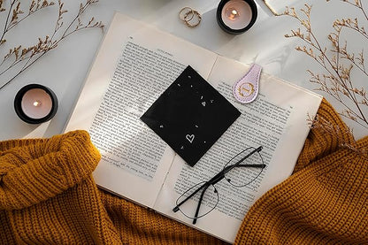 ABTOLS Magnetic Leather Initial Bookmarks, Vintage Initial ID Identification Book Marker Clip Gift Purple Capital Letter Book Markers for Book Lover Avid Readers (I)