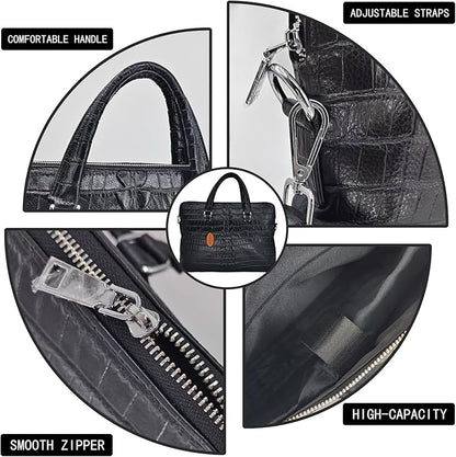 14.5 inches Laptop Bag, Genuine Leather Shoulder Bag for Men Business Briefcase, Travel Crossbody Bag