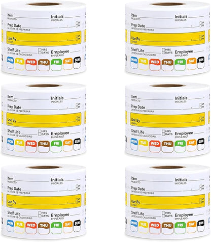 Restaurant Quality Shelf Life Food Rotation Labels, 2” x 3” Self-Adhesive Removable Freezer Food Labels Stickers, Perfect for Reusable Containers, Easy to Remove, Food Safety Date Sticker (6 PCS)