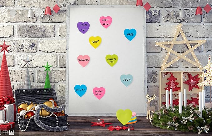 Heart Sticky Notes 3x3 in, 8 Pads, Super Cute Bright Color Strong Adhesive Post, Clean Removal, 82 Sheets/pad