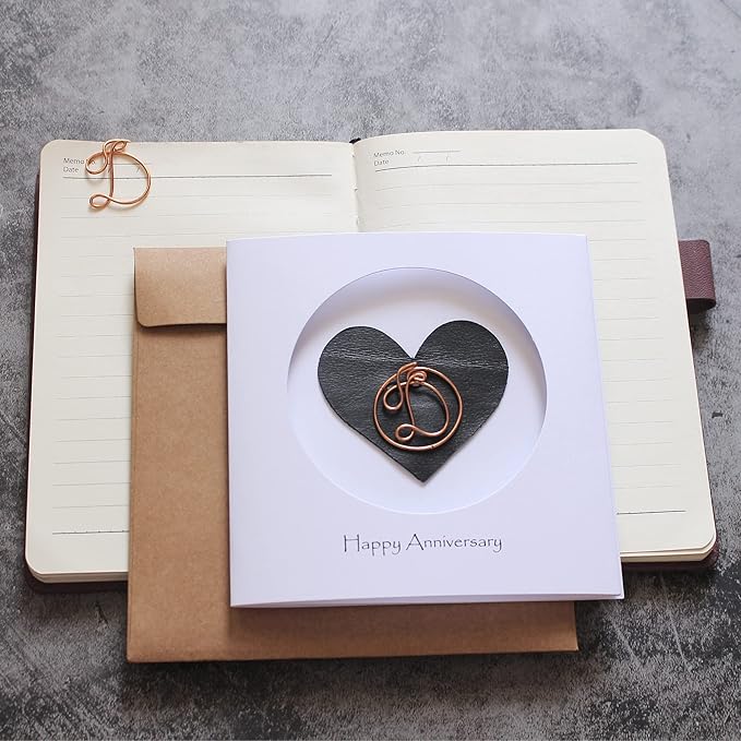 Personalized Initial Copper Card, Copper Initial, Anniversary Card for Her, Couple, Gift for Her (D)
