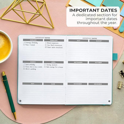 Clever Fox Address Book with alphabetic tabs - PU Leather Telephone and Address Book for Keeping Contacts Safe, Contact Organizer Journal, Medium Size (5.3″ x 7.7″) Hardcover, Aquamarine