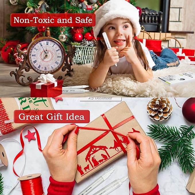 SFAIH White Paint Markers Pens - 4 Pack 2-3MM Medium Tip Acrylic White out Markers for Rock Painting, Wood, Metal, Fabric, Plastic, Canvas, Glass, Ceramic, Diy Crafts, Drawing, Tire, Correction