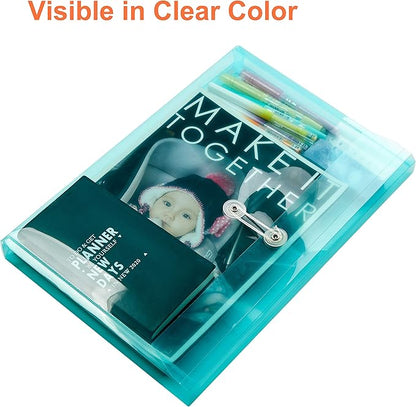 Plastic Legal Size Envelopes with String Tie Closure, 1-1/4" Expansion, Side Load, Clear File Folders Poly Project Paper Documents Puzzle Organizer for Office School Home (Blue -12P)