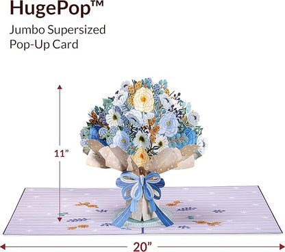 Paper Love HugePop 3D Magical Flower Bouquet Pop Up Card, with Detachable Paper Flower Bouquet, Gift for Birthday, All Occasion - Jumbo 10" x 14" Cards - Includes Envelope and Note Tag