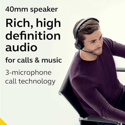 Jabra Evolve2 65 MS Wireless Headset with Link380c, Mono, Black – Wireless Bluetooth Headset for Calls and Music, 37 Hours of Battery Life, Passive Noise Cancelling Headphones