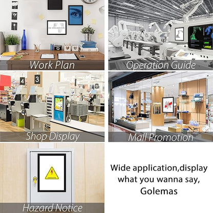 Magnetic Sign Holder, 11 x 17 Wall Mount Self Adhesive Document Display Frames, Double Sided Display for Glass Window (Black, 10pack)