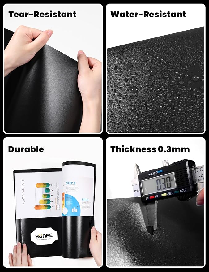 SUNEE 12-Pack Black Plastic Folders with Pockets and Prongs, Letter Size, 9 x 11.5 in