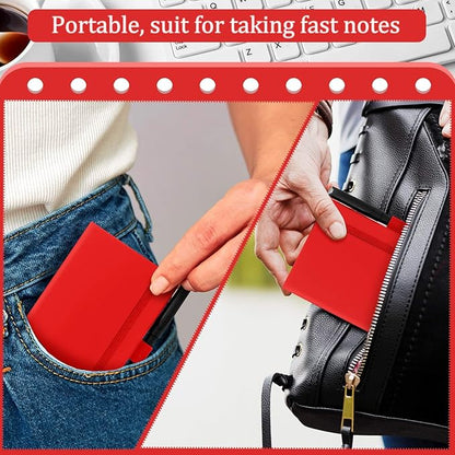 Laumoi 36 Sets Pocket Notebook Journals with Pens A6 Cute Small Journal Notebook Ruled Lined Mini Notepad Hardcover Executive Notebooks Set with Pen Holder for School Office, 3.7 x 5.7 Inch (Red)