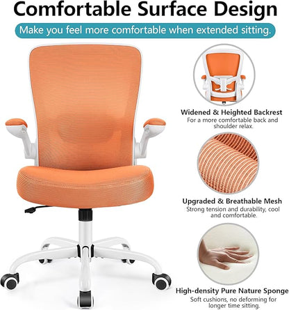 FelixKing Office Chair, Ergonomic Desk Chair Breathable Mesh Chair with Adjustable High Back Lumbar Support Flip-up Armrests, Executive Rolling Swivel Comfy Task Computer Chair for Home Office