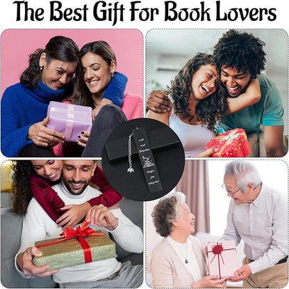 Fairytales Metal Bookmark for Women Men, Funny Bookmarks with Gift Box Book Lover Spicy Fancy Bookmarks Book Marks for Reading Gift Book Mark with Pendant for Book Lovers Friend(Black)