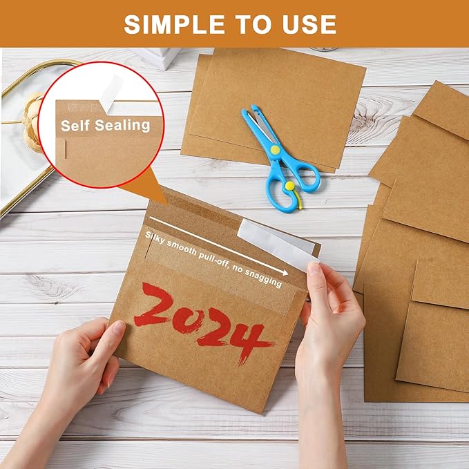 100 Packs Brown Blank Flat Cards and Envelopes 5 x 7 Heavyweight Single Panel Cardstock and A7 Envelopes Self Seal for Wedding Invitations, Birthday, Thank You Cards, Mailing