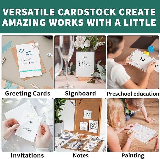 100 Sheets White Cards Blank - 5''x7'' White Card Stock 200gsm/75lb Thick Paper Cardstock, Heavy CardStock Blank for Wedding Invitations, Index Cards, Greeting, Note -PAP07200100