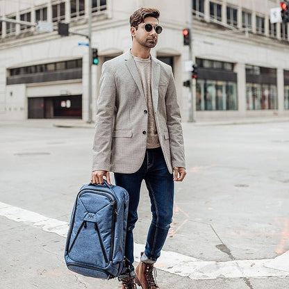 Knack Series 1 Laptop Backpack Fits up to 15 Inch - Knack Bags Carry-On Backpack, TSA Approved, Expandable Travel Backpacks With 3 Day Outfit Capacity (Indigo Blue, Medium)