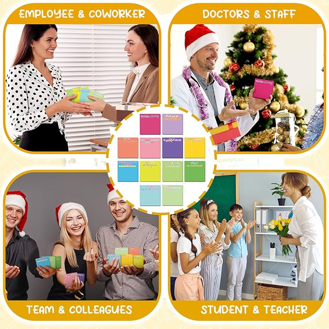 Yinder 24 Pcs Employee Appreciation Sticky Notes Thank You Gifts Bulk Note Pads with Sayings Teacher Gift Mini Pocket Inspirational Notepads for Coworker Office Supply 3 x 3''(Multicolor,Thanks)
