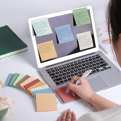 24 Pack Lined Sticky Notes 3x3 in Post Ruled Stickies Super Sticking Power Memo Pads, Vintage Colors Sticky Notes with Lines Self-Stick Note Pads