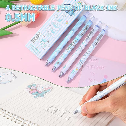 Cute School Supplies Anime Stationery Gift Set Includs Gel Pens, Journal Notebook, 50 Stickers, Pencil Case, Kawaii Stationery Set, Back to School Gift(Blue)