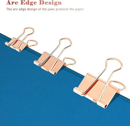 Extra Large Binder Clips, 12 Pack, 2 Inch, Standard 51mm Clamps, Rose Gold, Extra Large Binder Paper Clips, Extra Large Size, Extra Large Paper Clips, Office Clips
