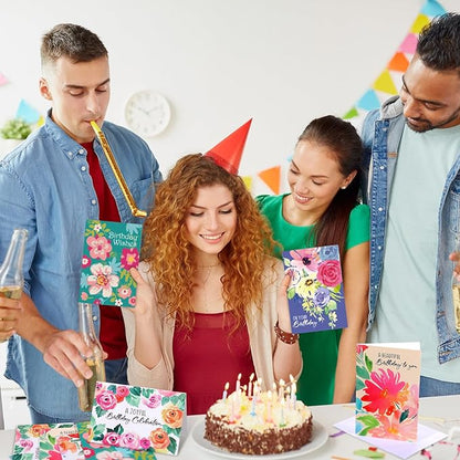 Zhanmai 80 Pack 4 x 6 Inch Religious Christian Birthday Cards Bulk with Scripture Assorted Bible Verse Designs Christian Blessings Birthday Cards with Envelopes (Watercolor Flower Style)