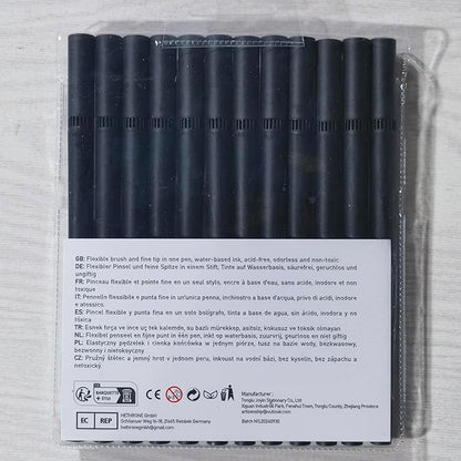 Mogyann Drawing Pens, 12 Pack Dual Brush Pens Black Markers for Art Drawing Sketching
