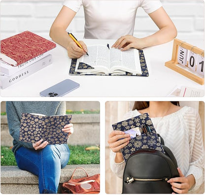 Book Covers with Corner Bookmark - Fabric Dust Jackets for Books - Book Protector for Book Lovers - Book Covers for for Paperbacks,Hardcover,Bibles - Soft Cover Book Sleeve for AA Books