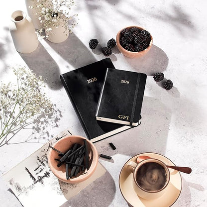 Wykeham's Executive 2026 Daily Journal Planner – US Public Holidays & Format – Customization Available (Personalized Black, 6”×4.5”)