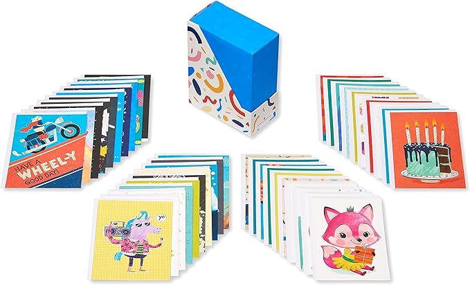 American Greetings Deluxe Kids Birthday Card Assortment, Bright and Cheerful Designs (40-Count)