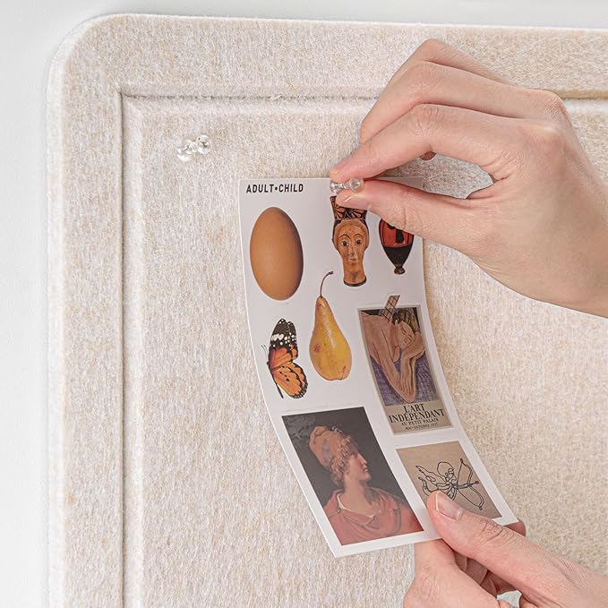 Large Bulletin Board - 60 x 36 Inches, Decorative Felt Pin Board for Wall - 5' x 3' Foldable Photo Display Board with Self-Adhesive Tape, Includes 20 Push Pins -Oatmeal